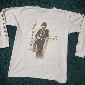 Vintage 1993 Bob Dylan Long Sleeve Tour Shirt East West Touring White Size L
